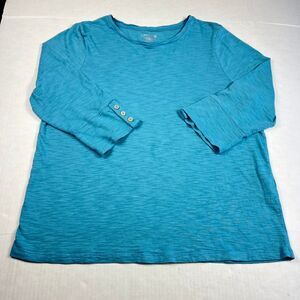 Chicos Basic Tee Light Blue Essential 3/4 Sleeve T-Shirt Soft Casual Top 3 XL